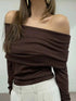 'Alora' Off Shoulder Soft Knit Top - Celes Fashion